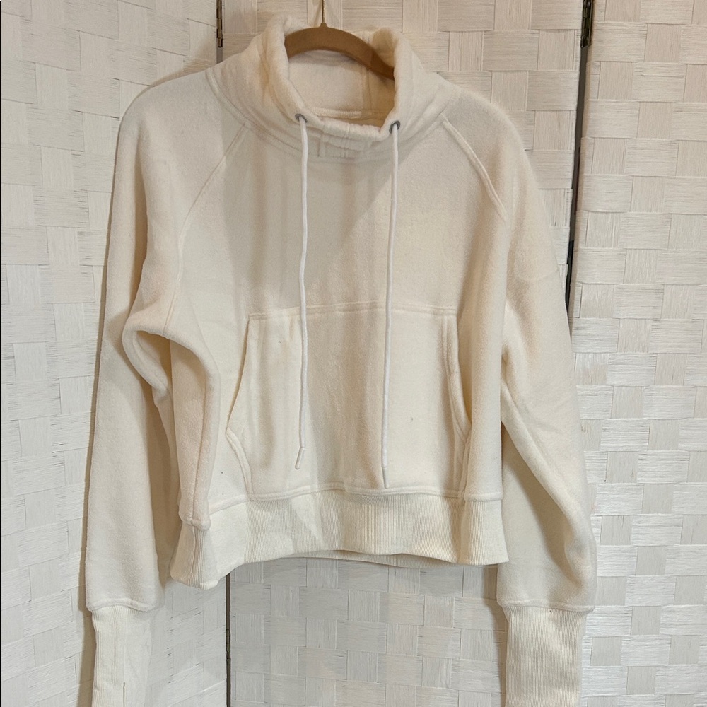 Cozy Cream Drawstring Funnel Neck Sweatshirt